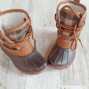 Brown and Tan Waterproof Duck Boots